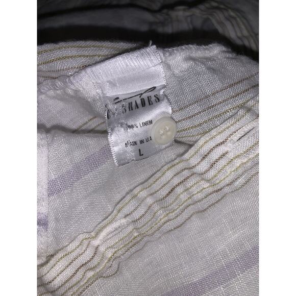 CP Shades Striped Linen Long Sleeve Button Up Shirt Womens Large White Coastal - Picture 7 of 9